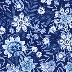 Navy - Large Floral All Over